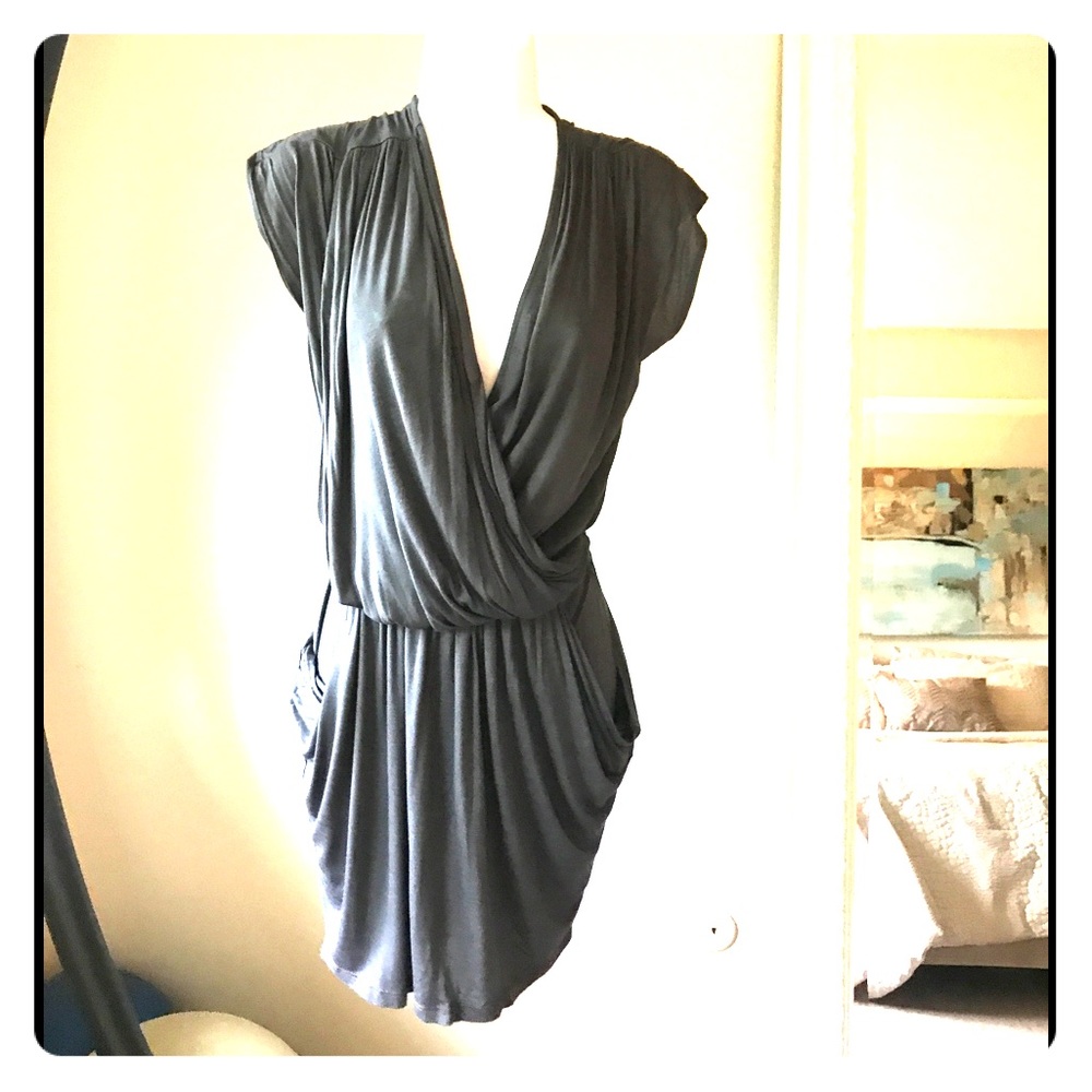 Aqua Grecian Draped cocktail Dress